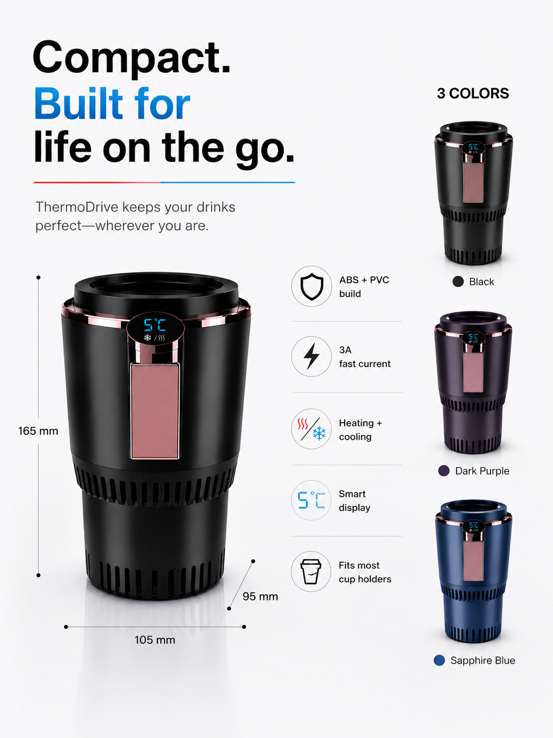 ThermoDrive™ 2-in-1 Heating & Cooling Cup Holder